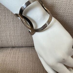 Chanel cuff bracelet brushed steel with box and tags